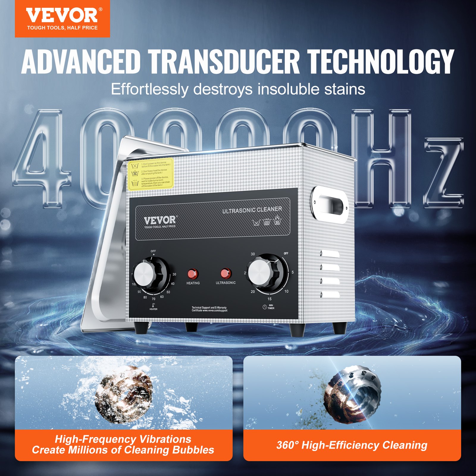 VEVOR 3L Ultrasonic Cleaner with Heating Timer and Basket, Professional Digital Sonic Cavitation Machine, 120W Cleaning Machine for Watch Instruments, Glasses, Coins, Metal Parts, Tools, Silver