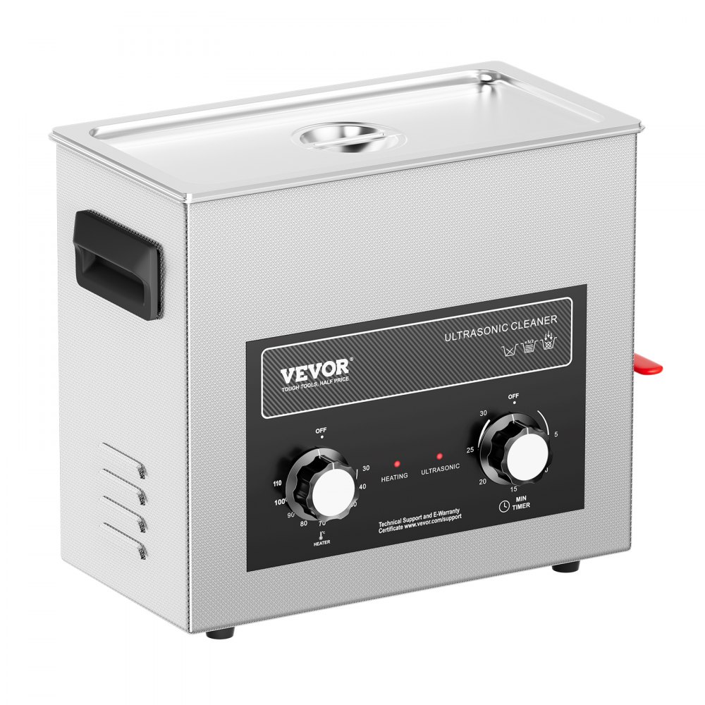 VEVOR Ultradźwiękowa myjka z timerem nagrzewania i koszem 6 l Profesjonalna cyfrowa kawitacja soniczna, 180 W Urządzenie do czyszczenia instrumentów zegarmistrzowskich, okularów, monet, części metalowych i narzędzi