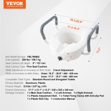 Podwyższona deska sedesowa VEVOR o wysokości 5 cali i wysokości 158 kg do toalet okrągłych i podłużnych