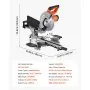 Piła ukosowa VEVOR z funkcją przesuwną, brzeszczot 254 mm, 1800 W, regulowany kąt i głębokość cięcia, podstawa z odlewu aluminiowego, kompaktowa i przenośna do cięcia drewna, metali i laminatów