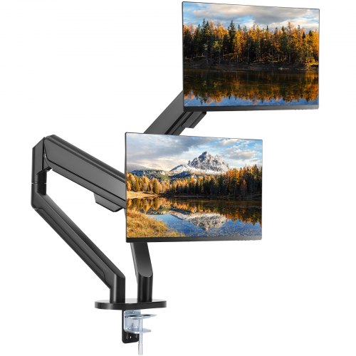 Ramię nośne do montażu monitora VEVOR na 2 monitory 330-889 mm, uchwyt stołowy z regulacją wysokości, 75 x 75 mm i 100 x 100 mm Uchwyt monitora ze wzorem VESA Obrót o 360 stopni, przechylenie, czarny