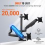 Ramię nośne do montażu monitora VEVOR na 3 monitory 330-686 mm, uchwyt stołowy z regulacją wysokości, 75 x 75 mm i 100 x 100 mm Uchwyt monitora ze wzorem VESA Obrót o 360 stopni, przechylenie, czarny