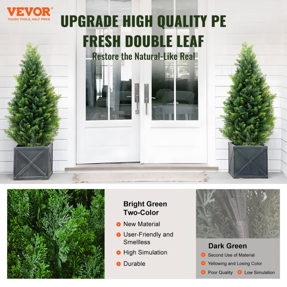 VEVOR Artificial Topiary Cedar Tree, 91.4 cm Tall (2 Pieces), with Extra Leaves and Pot, Artificial Evergreen Pine Cypress Plant, UV-Protected Artificial Greenery Set