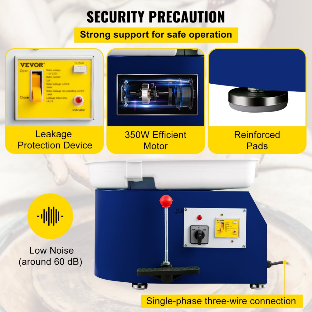 VEVOR koło garncarskie 350W ceramiczna maszyna kołowa elektryczne koło garncarskie niebieskie