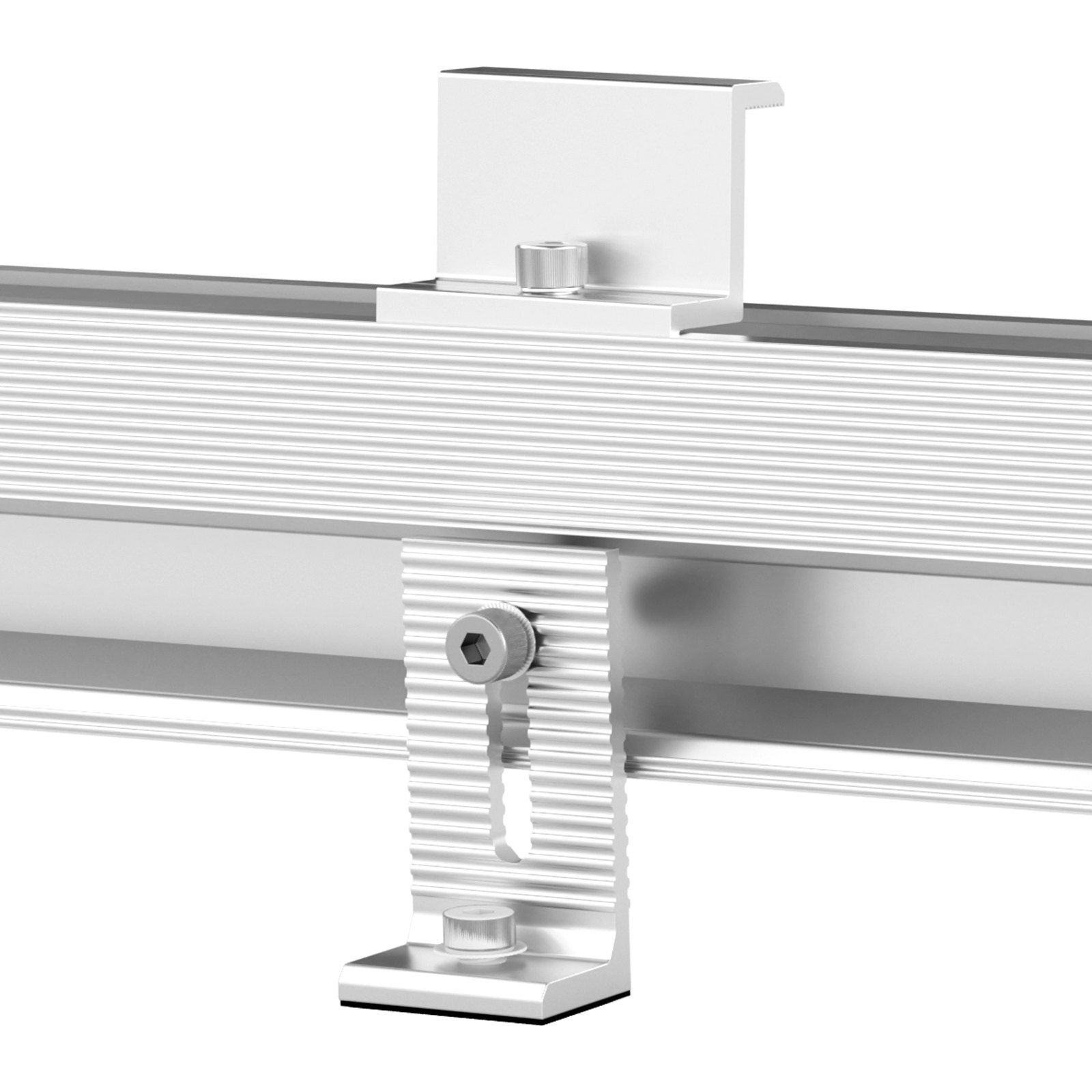 Zestaw montażowy do paneli słonecznych VEVOR, zestaw montażowy do paneli słonecznych z 10 szynami 100 mm, 4 zaciskami końcowymi i 6 zaciskami do lamp, uchwyty montażowe do paneli słonecznych na dachy metalowe, betonowe, drewniane i dachówki