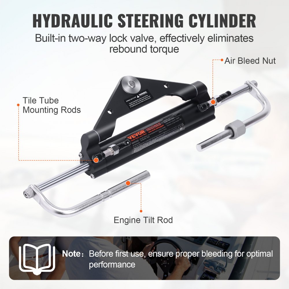 Zestaw hydrauliczny do sterowania silnikiem zaburtowym VEVOR o mocy 150 KM, hydrauliczny układ sterowania łodzią morską z pompą sterującą, dwukierunkowym cylindrem blokady i 8-metrowym wężem hydraulicznym do łodzi jednosilnikowych