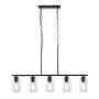 VEVOR Lampa wisząca nad wyspę kuchenną, 5 świateł, 60 W, regulowana lampa do jadalni z kloszem z przezroczystego szkła, 4 pręty, 2 metalowe łańcuchy, żyrandol liniowy w stylu wiejskim