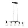 VEVOR Lampa wisząca nad wyspę kuchenną, 5 świateł, 60 W, regulowana lampa do jadalni z kloszem z przezroczystego szkła, 4 pręty, 2 metalowe łańcuchy, żyrandol liniowy w stylu wiejskim