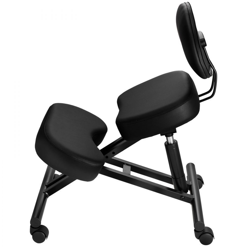VEVOR Ergonomiczny fotel klęczący z kółkami i oparciem, regulowany pod względem wysokości stołek klęczący w kształcie litery X z grubymi poduszkami piankowymi, zapewniający ulgę szyi i pleców, do domu, biura i medytacji
