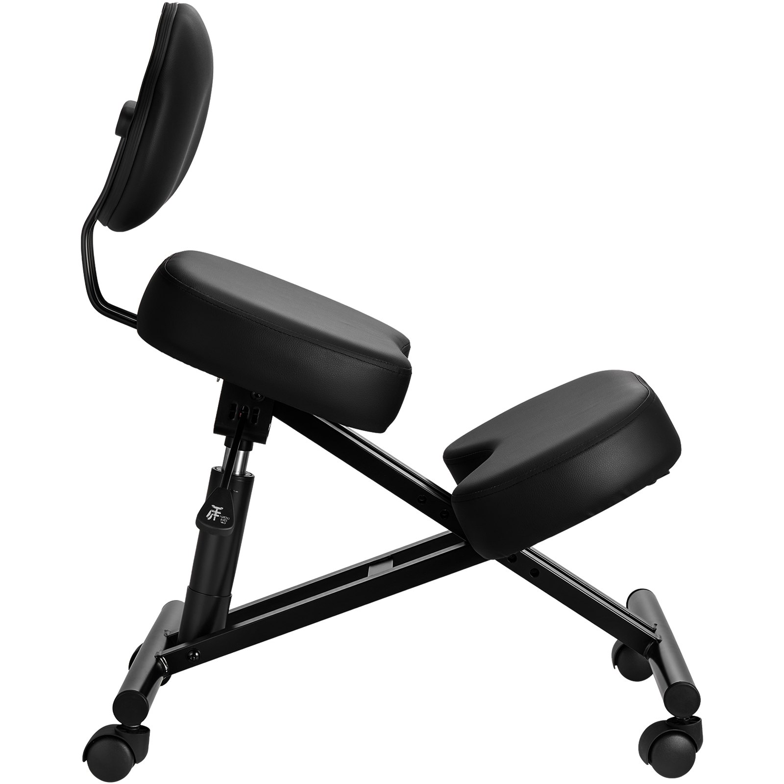 VEVOR Ergonomiczny fotel klęczący z kółkami i oparciem, regulowany pod względem wysokości stołek klęczący w kształcie litery X z grubymi poduszkami piankowymi, zapewniający ulgę szyi i pleców, do domu, biura i medytacji