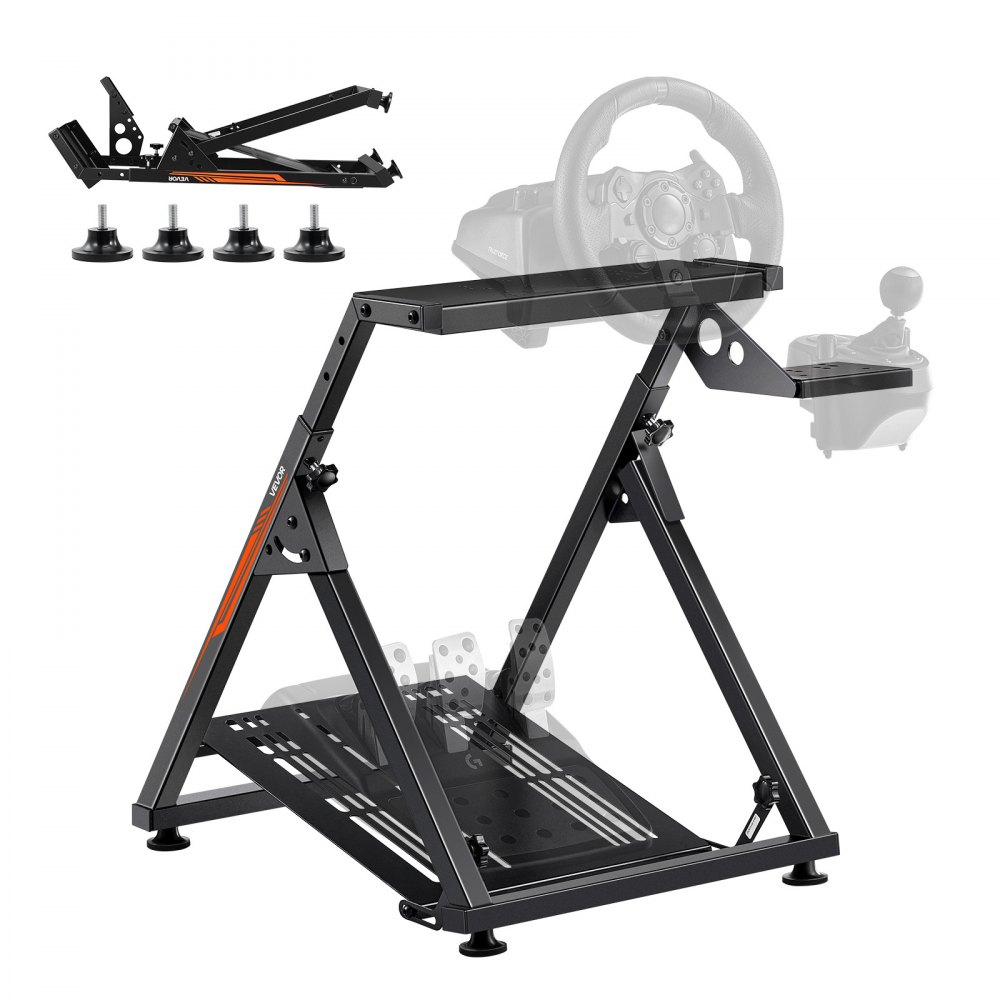 VEVOR Podstawka pod kierownicę, regulowany i składany stojak symulacyjny do G923, G920, G29, G27, Thrustmaster T300RS TX, F458, T500RS, T3PA-PRO (F1/GT), kokpit do gier, symulator pedałów nie jest dołączony, kompaktowy