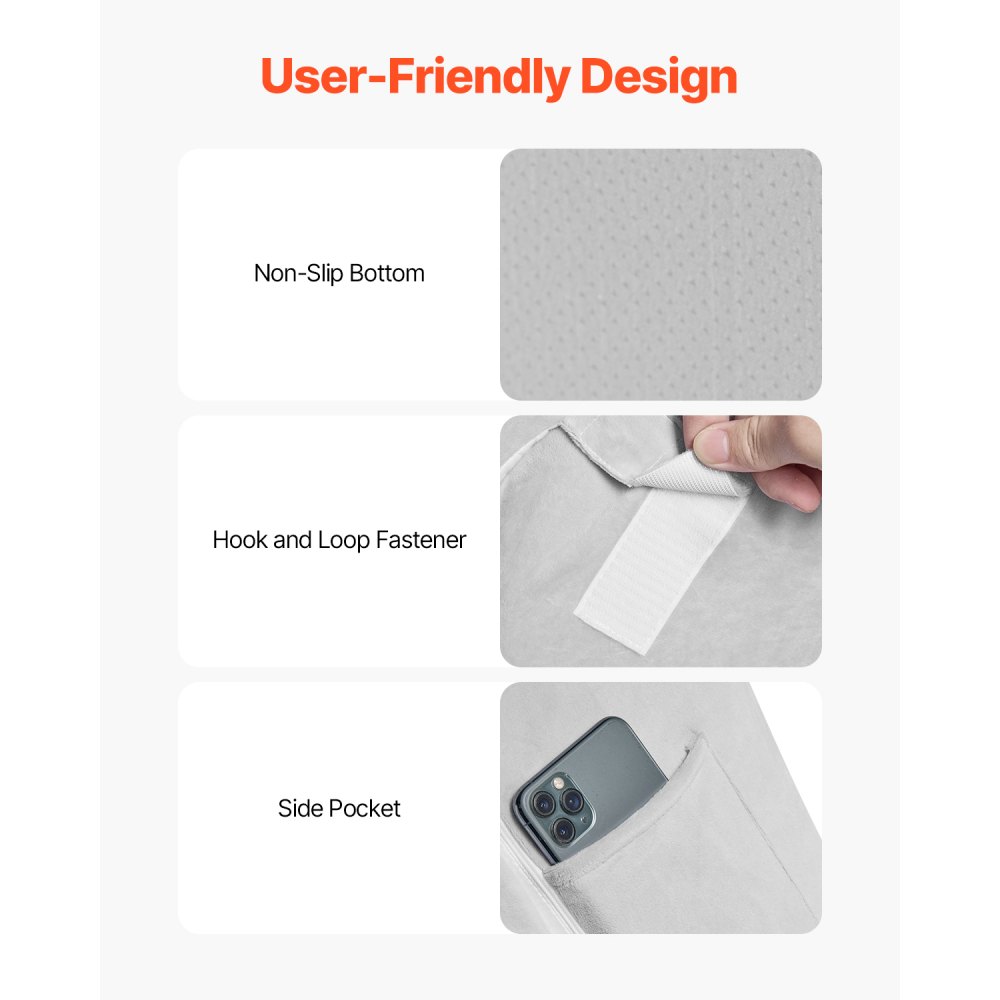 Poduszka ortopedyczna klinowa VEVOR, 4-częściowa, pod nogi, szyję i ramiona, poduszka pooperacyjna na ból pleców, zgagę, chrapanie, do siedzenia w łóżku, biało-szara
