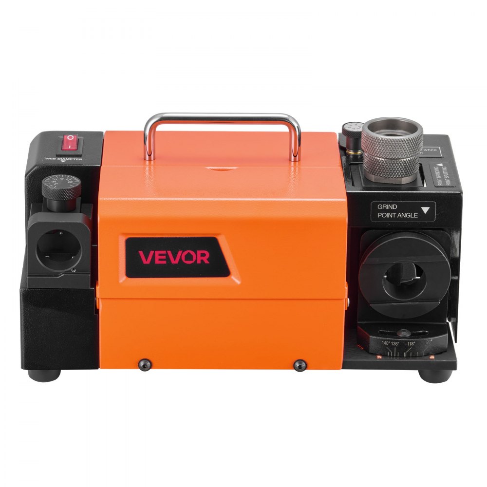 Ostrzałka do wierteł VEVOR MR-13B, 3-15 mm, z regulowanym kątem luzu warg i kątem wierzchołkowym 95°-135°, 4600 obr./min, 120 W, z 13 tulejami zaciskowymi, tarczami szlifierskimi CBN i SDC