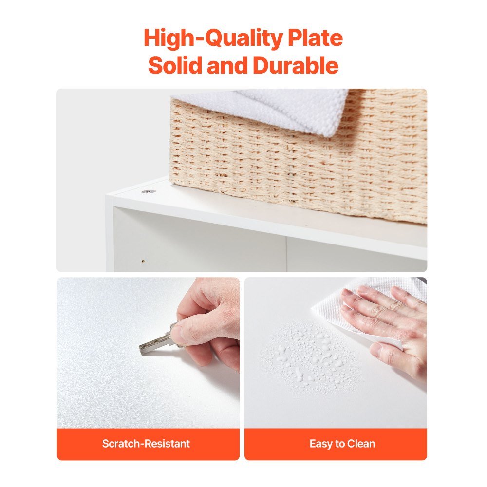 Szafka ścienna VEVOR do pralni, 2-poziomowa szafka wisząca z regulowaną półką, szafka kuchenna z 2 drzwiami, do kuchni, łazienki, pralni, 40,6 x 91,4 x 61 cm (gł. x szer. x wys.), szafka górna, biała