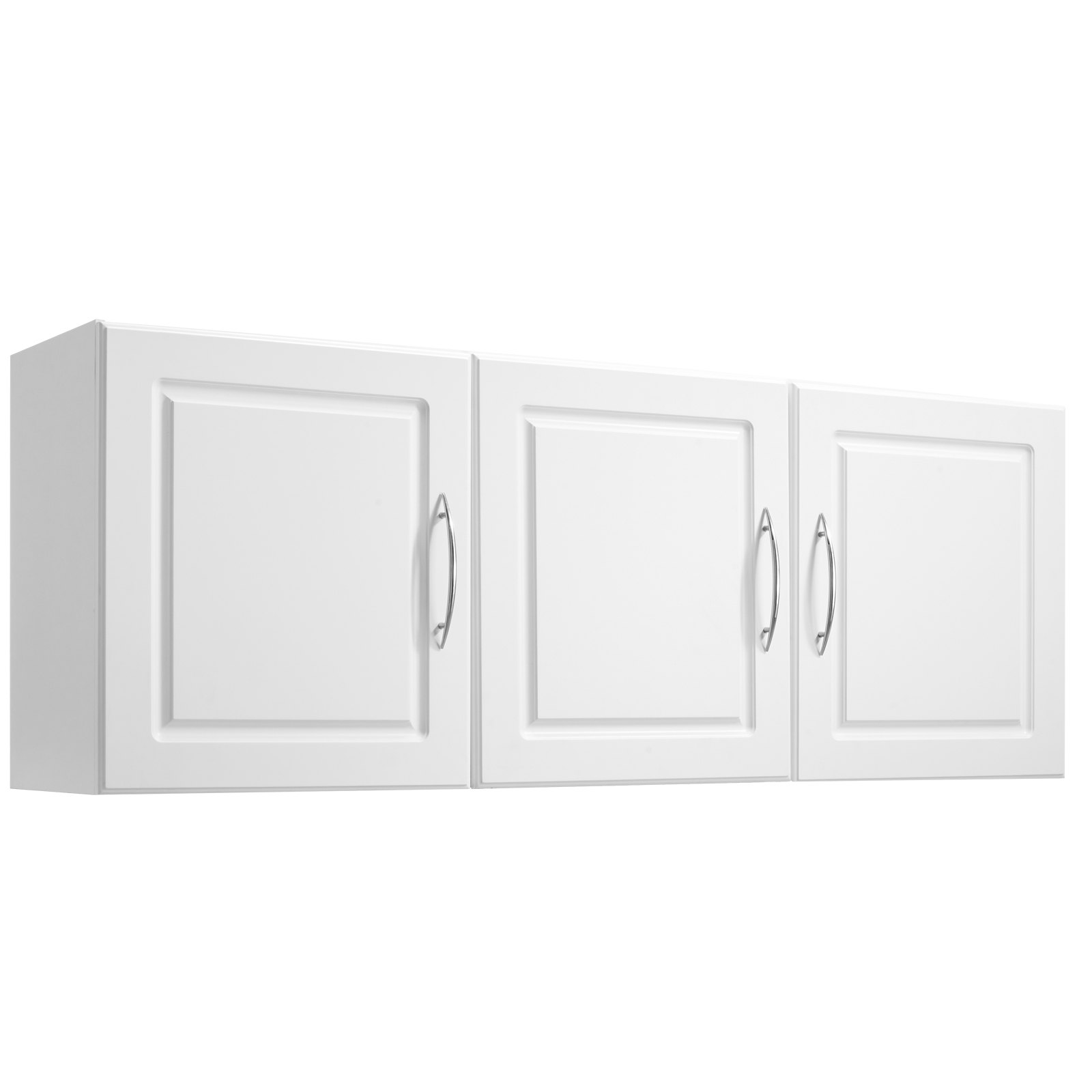 VEVOR Laundry Room Wall Cabinet, 2-Tier Wall Mounted Hanging Cabinet with Adjustable Shelf, Cupboard Storage with 3 Doors, for Kitchen, Bathroom, Laundry, 31.6 x 137.2 x 51.6 cm (D x W x H), White