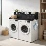 VEVOR Washer Dryer Countertop with Shelf, 137 x 69.9 cm Wooden Washer and Dryer Topper with 2 Drawers & Hooks, Laundry Machine Topper for Laundry Closet Pantry Counter Organization and Storage, Black
