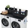 VEVOR Washer Dryer Countertop with Shelf, 137 x 69.9 cm Wooden Washer and Dryer Topper with 2 Drawers & Hooks, Laundry Machine Topper for Laundry Closet Pantry Counter Organization and Storage, Black