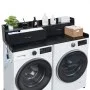 VEVOR Washer Dryer Countertop with Shelf, 137 x 69.9 cm Wooden Washer and Dryer Topper with 2 Drawers & Hooks, Laundry Machine Topper for Laundry Closet Pantry Counter Organization and Storage, Black