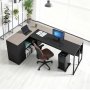 VEVOR L-Shaped Executive Desk, Large Modern Office Table with Drawers & Storage Cabinet, Heavy Duty Wooden Executive Table with CPU Stand, 158.7 KG Load Capacity, Easy Assembly, for Work Study Writing