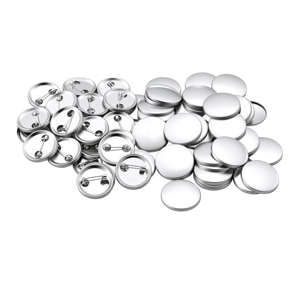Zestaw 200 pustych guzików VEVOR, 58 mm, do maszyn do guzików, z agrafkami, przezroczystą folią Mylar i okrągłymi pustymi papierami do projektów DIY w domu, na szkolne imprezy i do indywidualnych studiów