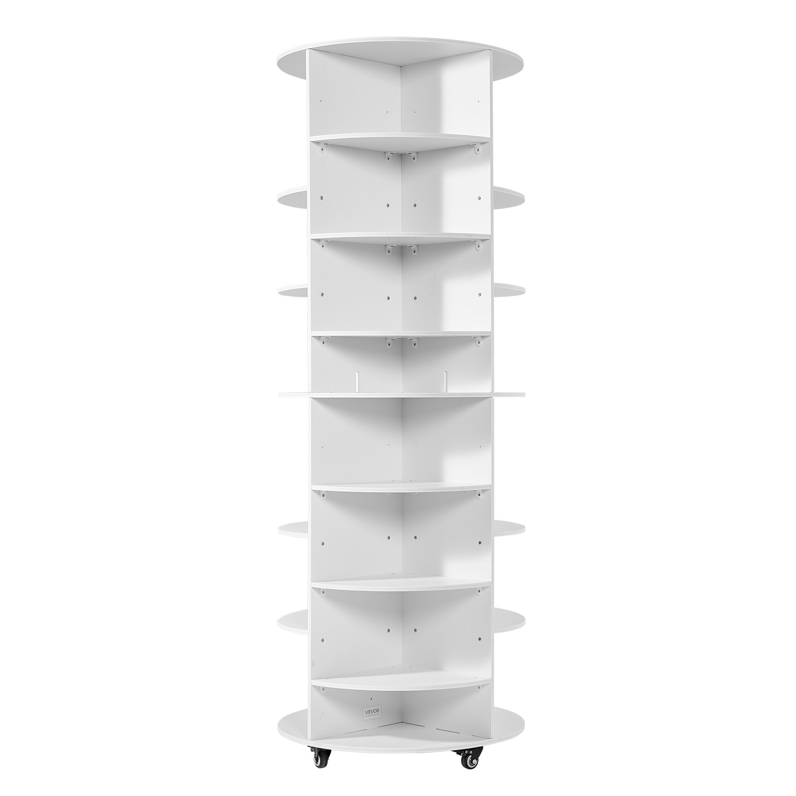Półka na buty VEVOR, szafka na 28 par butów (7 poziomów), obrotowa o 360°, mobilna, do sypialni, salonu, przedpokoju, biała, 588 x 588 x 1646 mm