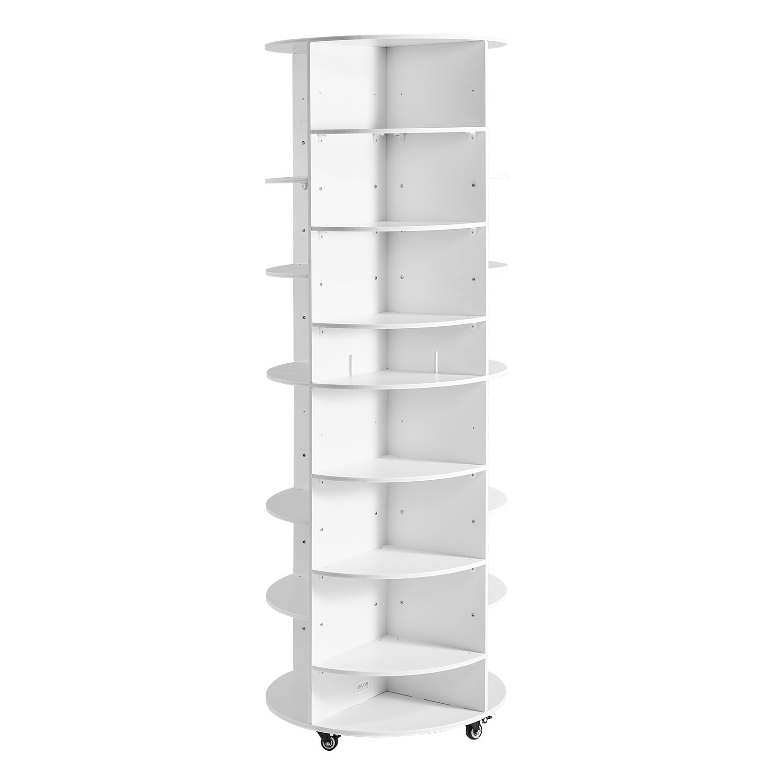 Półka na buty VEVOR, szafka na 28 par butów (7 poziomów), obrotowa o 360°, mobilna, do sypialni, salonu, przedpokoju, biała, 588 x 588 x 1646 mm