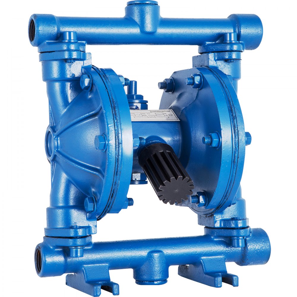 VEVOR Air-Operated Double Diaphragm Pump, 1/2 Inch Inlet and Outlet, Cast Iron Housing, 3 GPM and max. 90 PSI, Pneumatic Nitrile Diaphragm Transfer Pump for Petroleum, Diesel, Oil