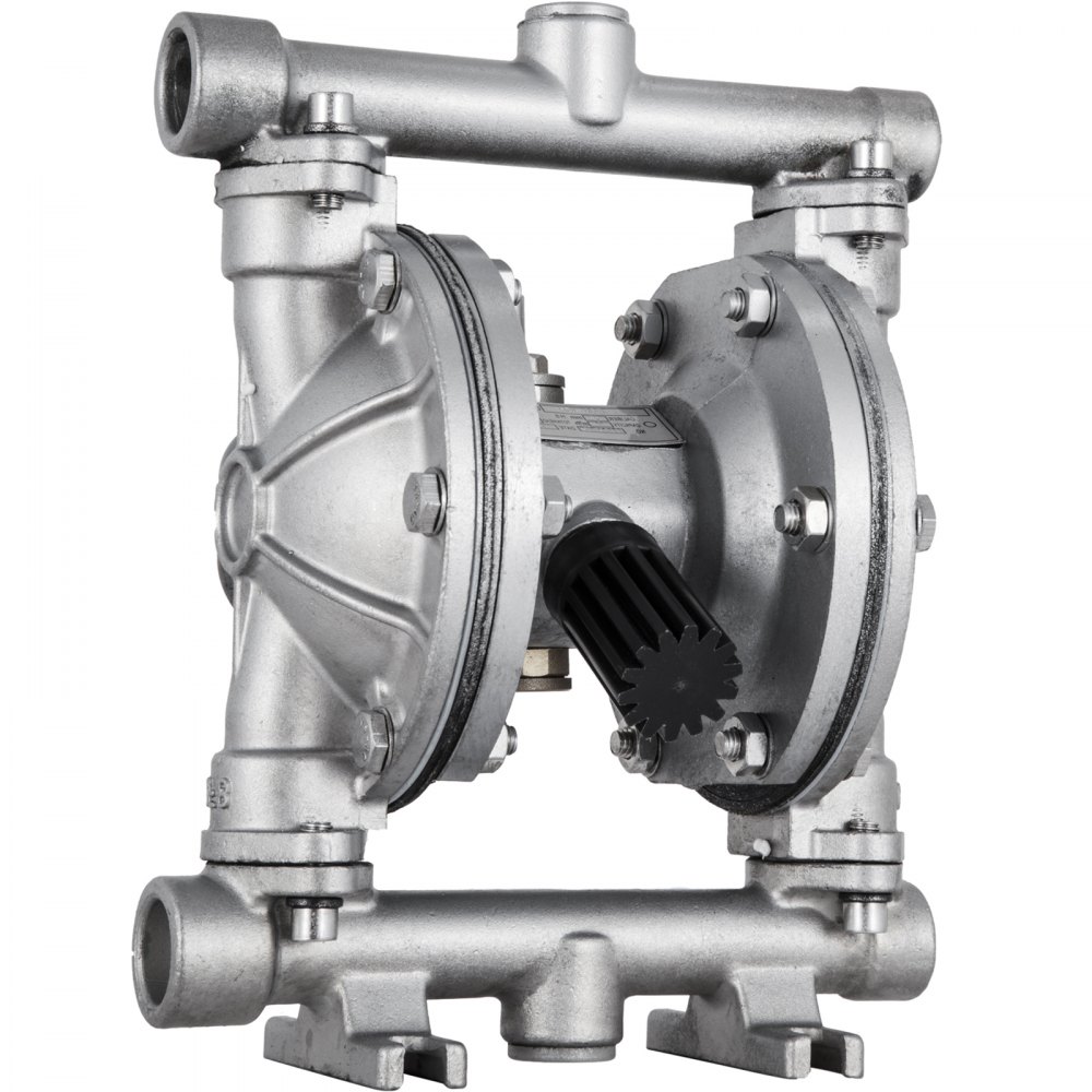 VEVOR Pompa pneumatyczna z podwójną membraną, wlot i wylot 1/2 cala, obudowa ze stali nierdzewnej, 11.4L/min(3GPM) i maks. 120 PSI, pneumatyczna pompa transferowa z membraną PTFE do ropy naftowej, oleju napędowego, oleju i cieczy o niskiej lepkości