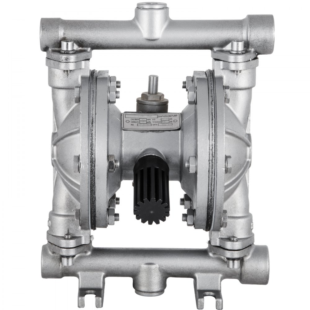 VEVOR Pompa pneumatyczna z podwójną membraną, wlot i wylot 1/2 cala, obudowa ze stali nierdzewnej, 11.4L/min(3GPM) i maks. 120 PSI, pneumatyczna pompa transferowa z membraną PTFE do ropy naftowej, oleju napędowego, oleju i cieczy o niskiej lepkości
