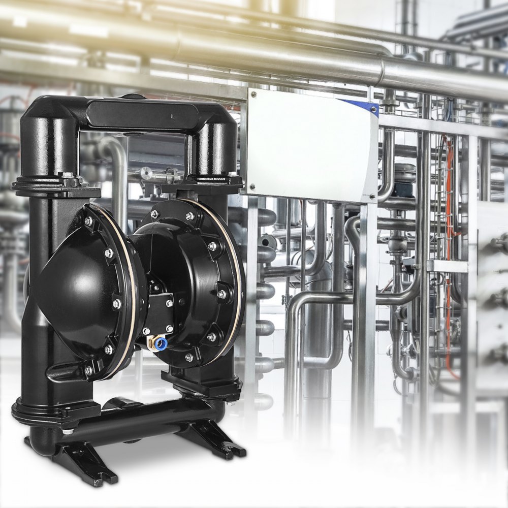 VEVOR air-operated double diaphragm pump, 2-inch inlet and outlet, aluminum alloy housing, 158.4 GPM and max. 120 PSI, nitrile diaphragm transfer pump for petroleum, diesel, oil and liquids
