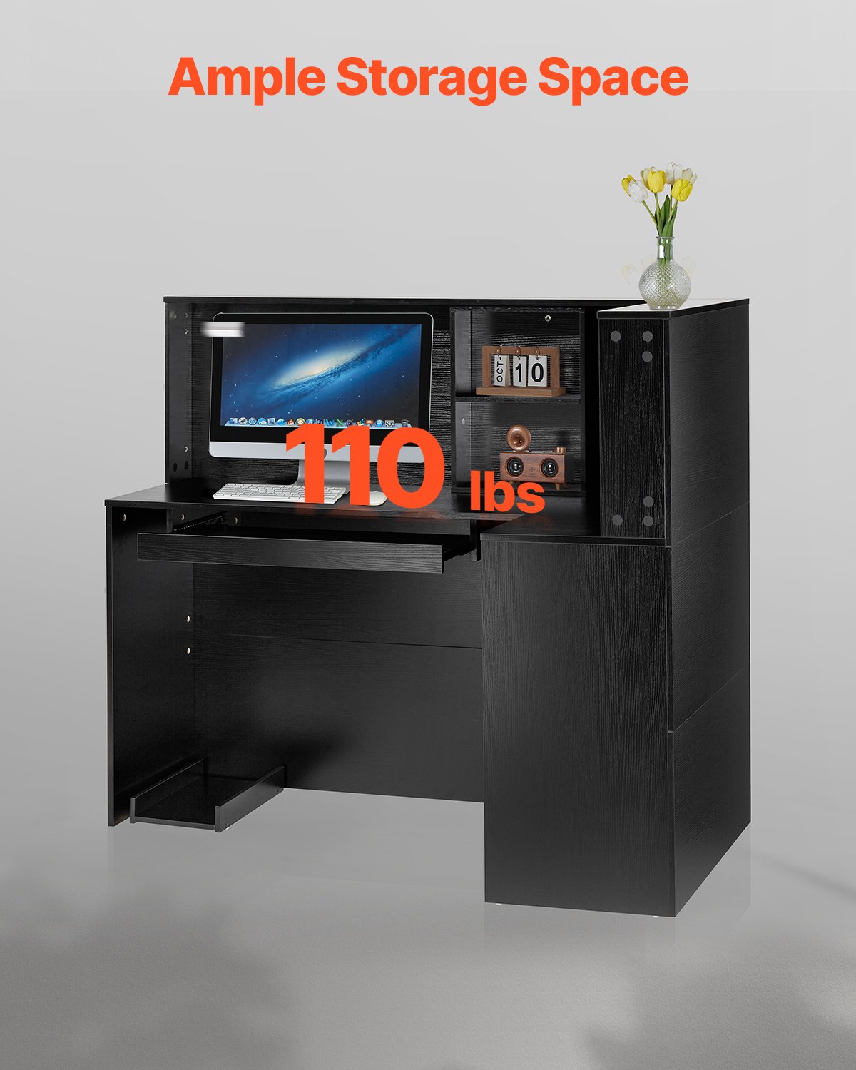 Stół recepcyjny VEVOR w kształcie litery L, lada recepcyjna z szufladami i szafką do przechowywania w biurze, salonie kosmetycznym, biały