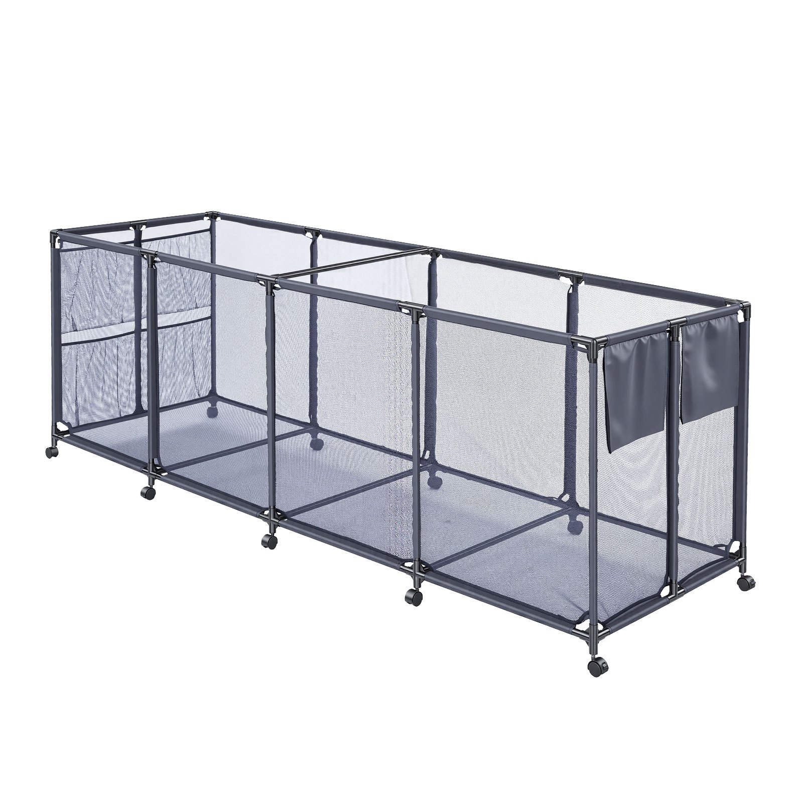 Pojemnik do przechowywania zabawek basenowych VEVOR 2620x815x890 mm, organizer z kieszeniami bocznymi, metalowa rama, kosz siatkowy, pudełko do przechowywania, koszyk organizacyjny, koszyk do przechowywania, wózek do przechowywania zabawek basenowych