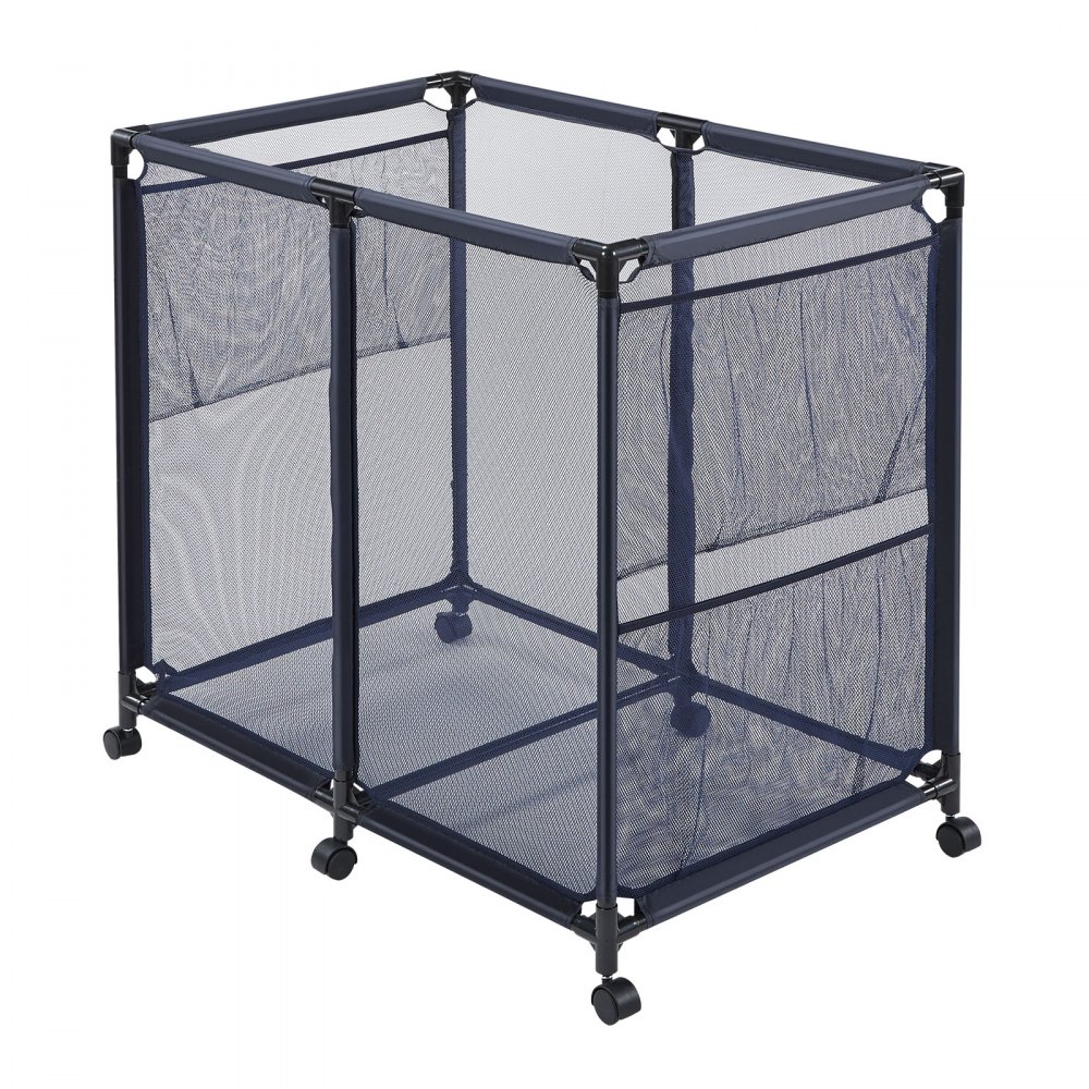 Pojemnik do przechowywania basenu VEVOR 93,5 x 61 x 90,4 cm, pojemnik do przechowywania basenu z 6 kółkami, organizer z siatki z metalową ramą i kieszeniami bocznymi, kosz organizera na makarony basenowe i sprzęt do pływania