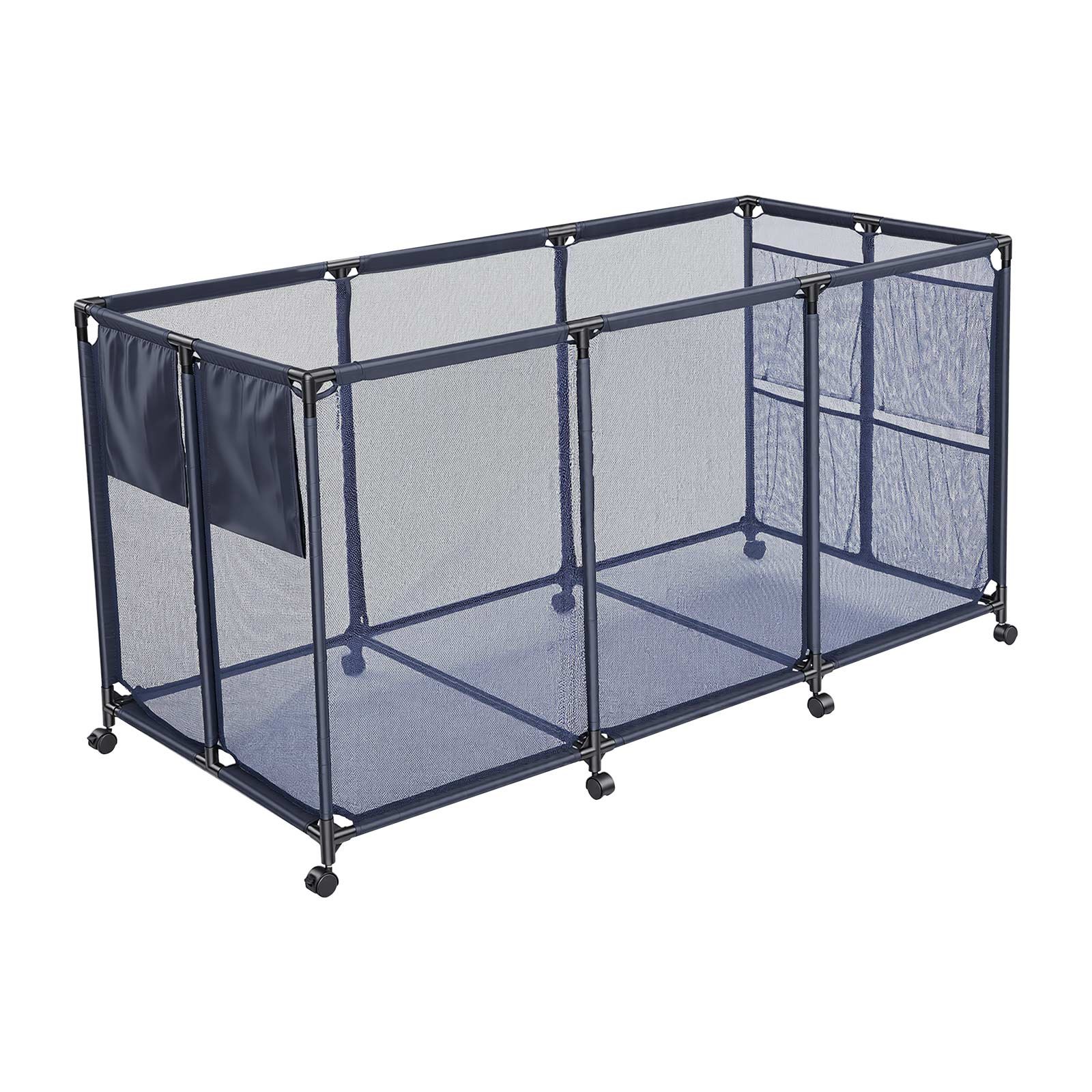 Pojemnik do przechowywania zabawek basenowych VEVOR 1755x815x890 mm, organizer z kieszeniami bocznymi, metalowa rama, kosz siatkowy, pudełko do przechowywania, koszyk organizacyjny, koszyk do przechowywania, wózek do przechowywania zabawek basenowych