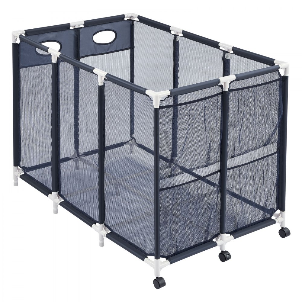 Pojemnik do przechowywania basenu VEVOR 120 x 77 x 86,5 cm, pojemnik do przechowywania basenu z 3 kółkami, organizer z siatki z plastikową ramą i kieszeniami bocznymi, koszyk organizer na makarony basenowe i sprzęt do pływania