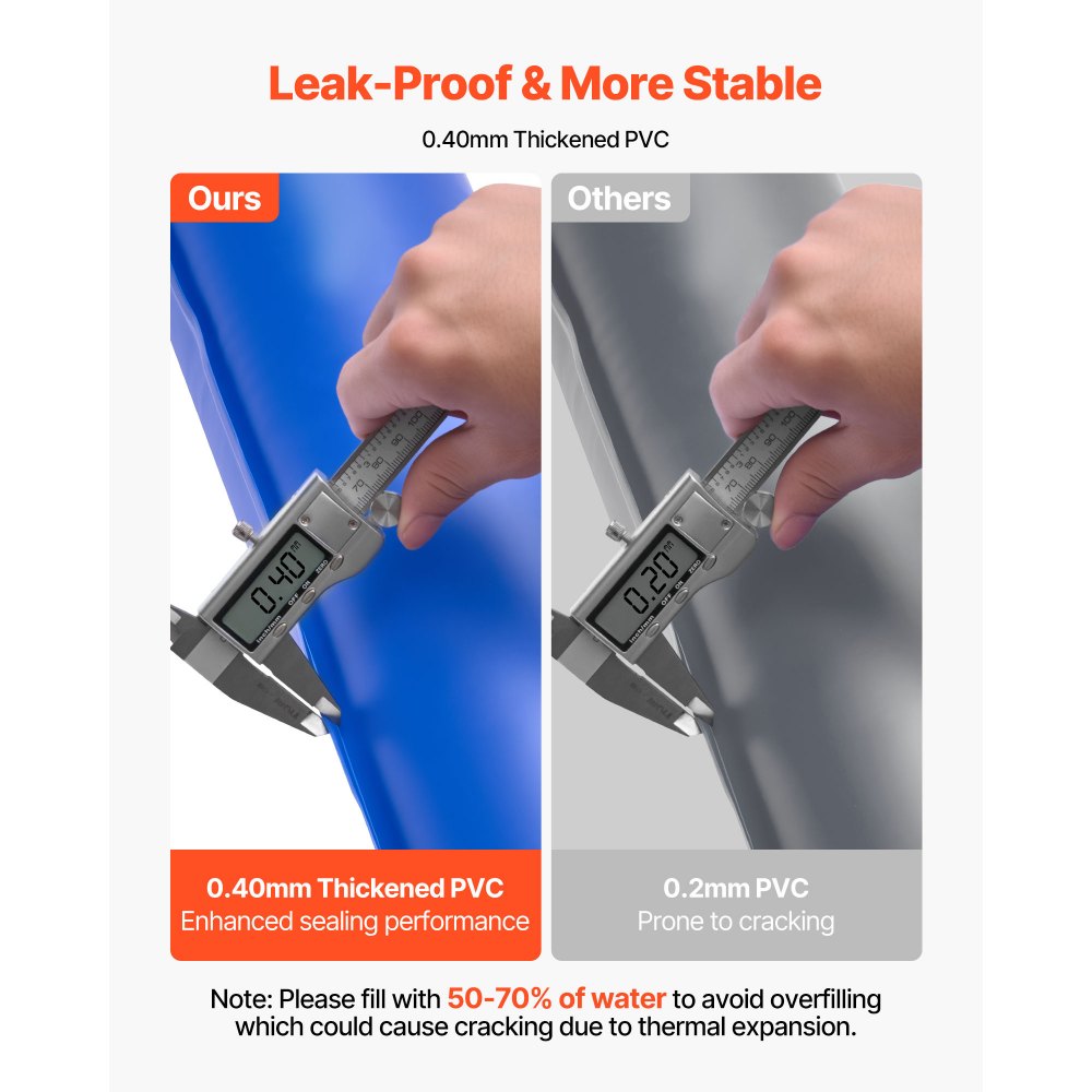 VEVOR Worek obciążeniowy na basen, 12 opakowań po 300 cm, worki z PVC o grubości 0,4 mm z zakrętką zabezpieczającą przed wyciekiem, worki na wodę do zabezpieczania pokryw basenowych zimą, niebieskie