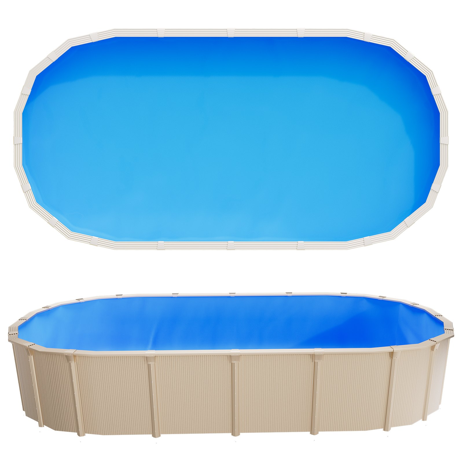 VEVOR Oval Pool Liner, 375 x 732 cm UniBead Swimming Pool Liner for 120 cm Wall Height, Premium Vinyl, Easy Install with Leak-Proof Patches, Designed for Steel Sided Above-Ground,Outdoor, Blue