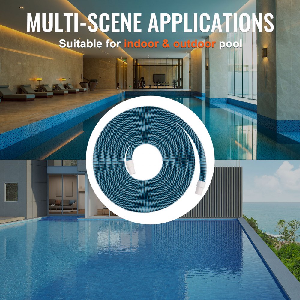 Wąż basenowy VEVOR o dużej wytrzymałości, 1-1/2 cala x 30 stóp, wąż do czyszczenia odkurzacza basenowego, kompatybilny z basenami naziemnymi, pompami z filtrem piaskowym do basenów wpuszczanych w ziemię, pompami basenowymi