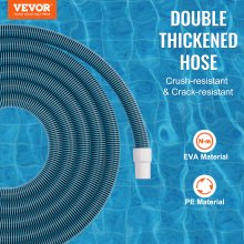 Wąż do basenu VEVOR o dużej wytrzymałości 1-1/2" x 30 stóp Wąż do odkurzania basenu Kompatybilny z basenami naziemnymi, pompami z filtrem piaskowym do basenów naziemnych, pompami basenowymi