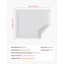 VEVOR 70x Jednorazowy Podkład 762x914,5mm Podkładka na Nietrzymanie Moczu Łóżko Sofa Materac