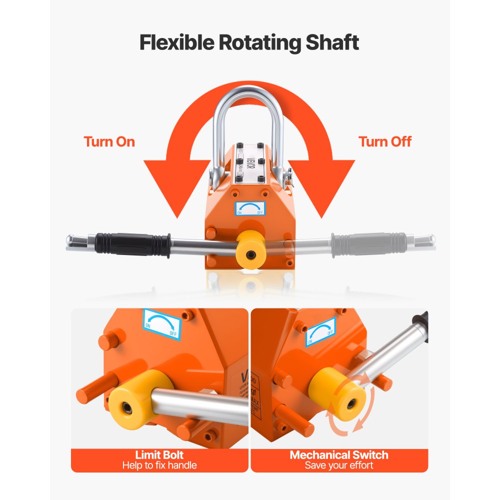 VEVOR Podnośnik magnetyczny z trwałym magnesem i wózkiem, siła uciągu 600 kg, wózek stalowy z wytrzymałym podnośnikiem magnetycznym, 2 kołami i regulowanym uchwytem, ​​do podnoszenia pokryw studzienek