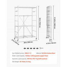 VEVOR 4-poziomowa składana półka, wytrzymała, składana, 53 x 91 x 152 cm, biała