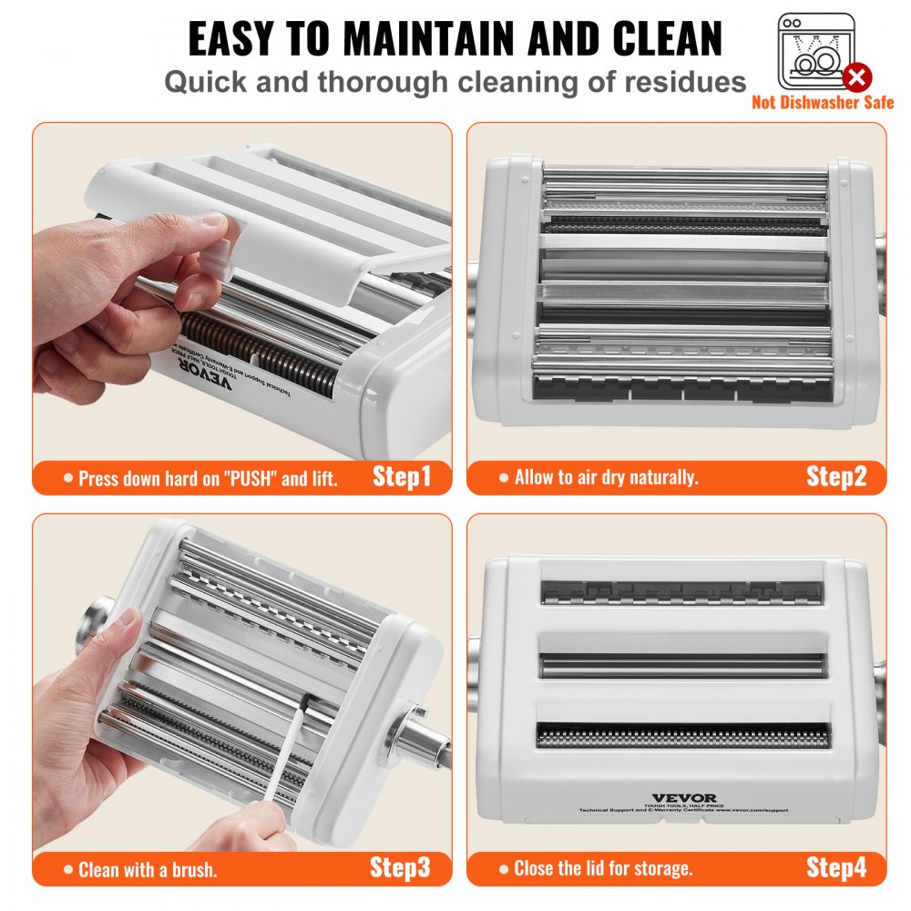 VEVOR 3 w 1 ręczna maszyna do makaronu ze stali nierdzewnej, świeża ręczna maszyna do wałkowania makaronu ze stali nierdzewnej, włoska maszyna do ciasta płaskiego, maszyna do makaronu ze szczoteczką do czyszczenia spaghetti, lasagne, tagliatelle - biała