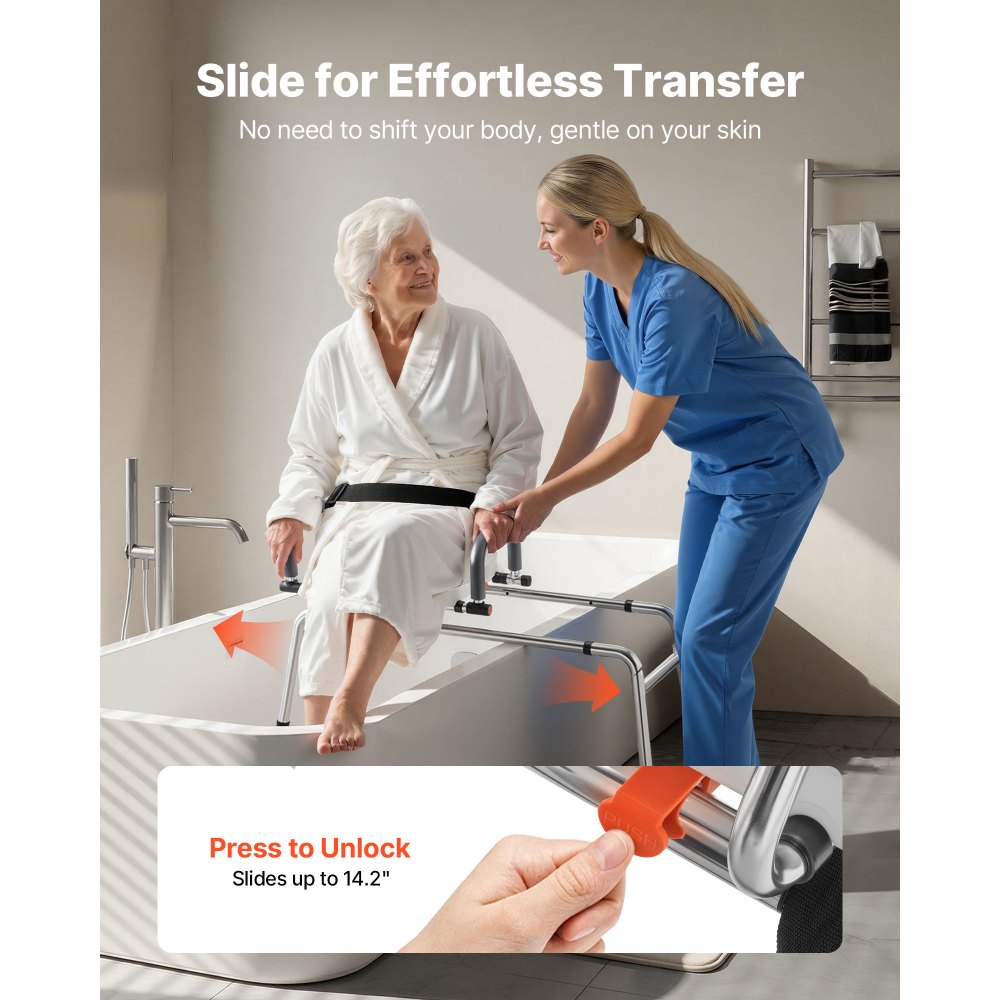 Ławka do wanny VEVOR z obrotowym siedziskiem, obrotowe siedzisko do wanny z obrotowymi podłokietnikami i oparciem, regulowana wysokość i szerokość, nośność do 180 kg, dla osób niepełnosprawnych, seniorów
