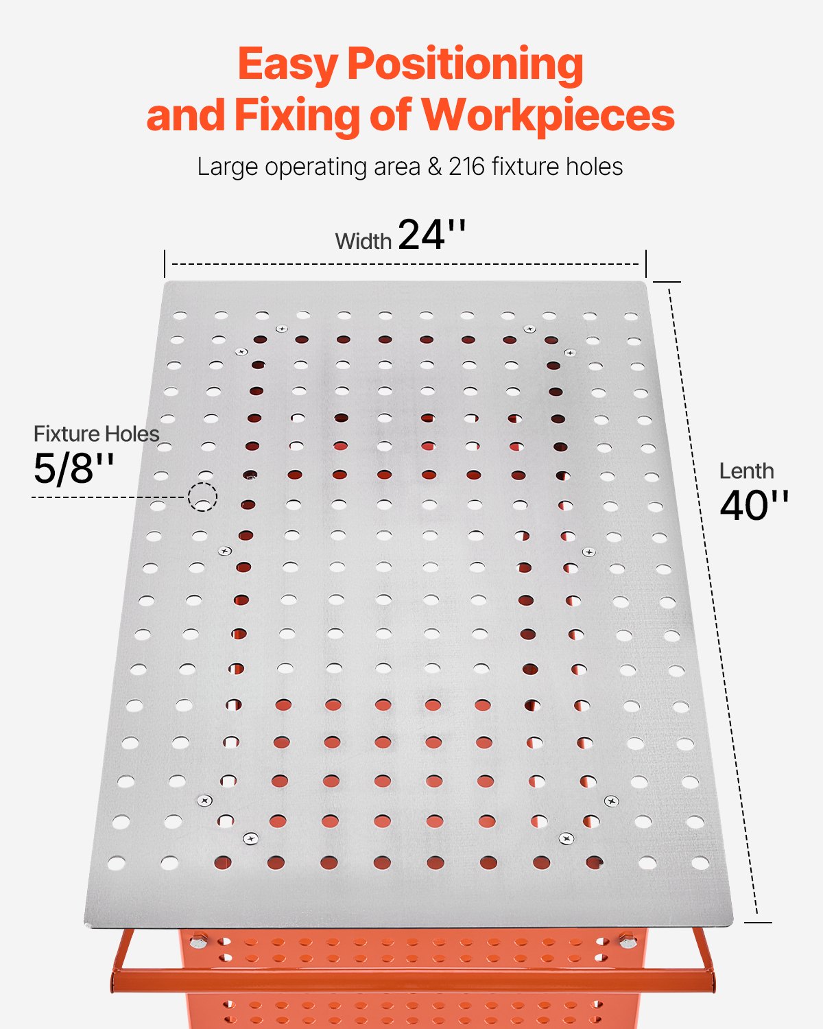 VEVOR welding table, 1016x609.6x914.4mm welding workbench with 362kg static load capacity, assembly table with 4 wheels (2 with brakes), double-layered work surface and 5/8-inch mounting holes