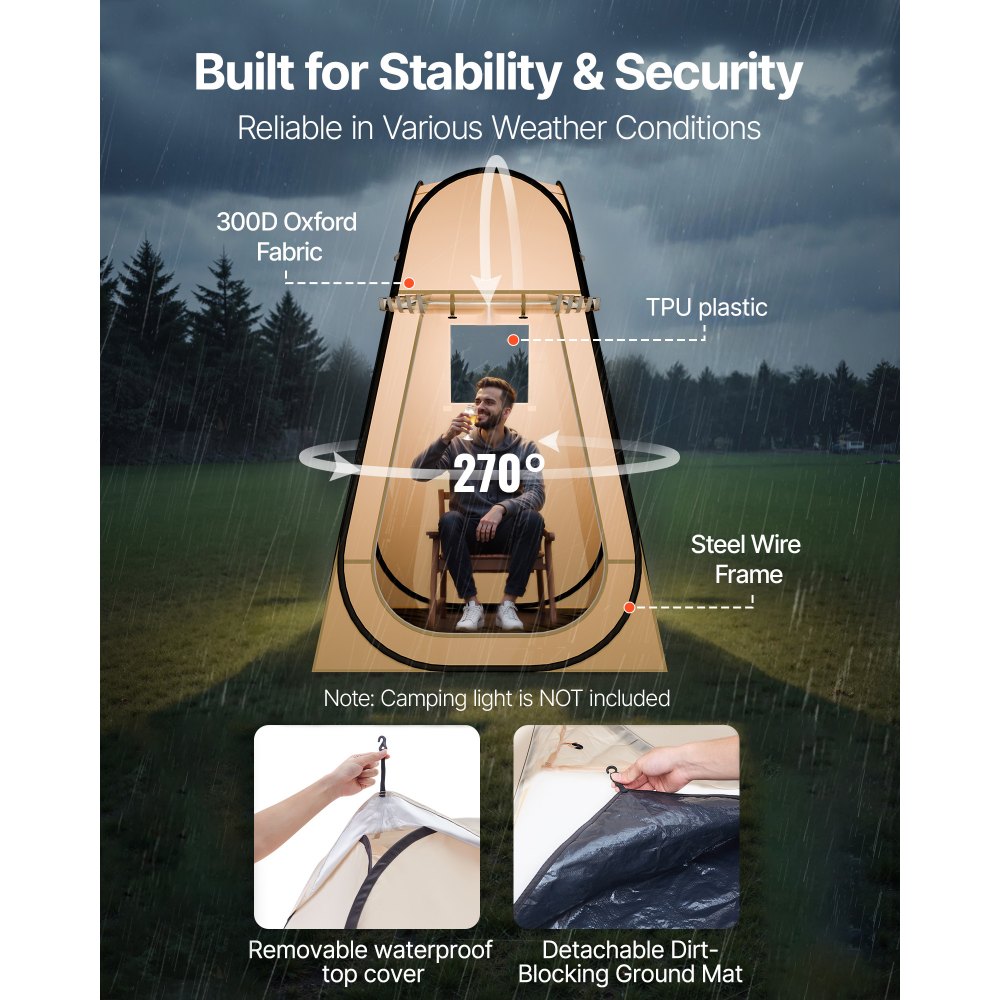 VEVOR Pop up Sports Tent, 1.2x1.2 m Clear Bubble Tent for 1 Person, Waterproof Outdoor Pod with Floor Mat & Top Cover, Garden Igloo Dome Tents Camping Shelter for Events Fishing Cheering