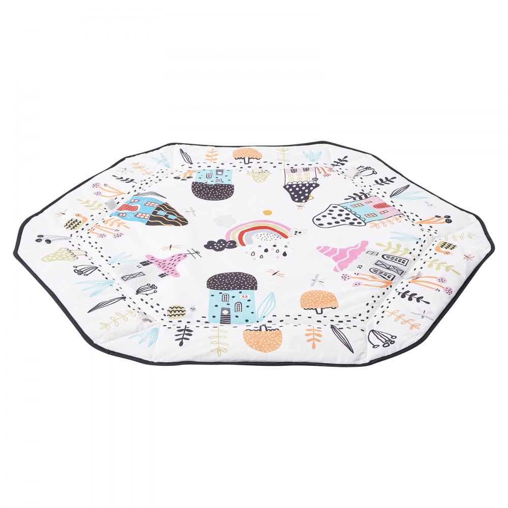 Mata do zabawy VEVOR 1060x1060x555 mm, mata edukacyjna z 6 wyjmowanymi zabawkami sensorycznymi, składanymi bokami i miękką tkaniną do rozwijania umiejętności sensorycznych i motorycznych