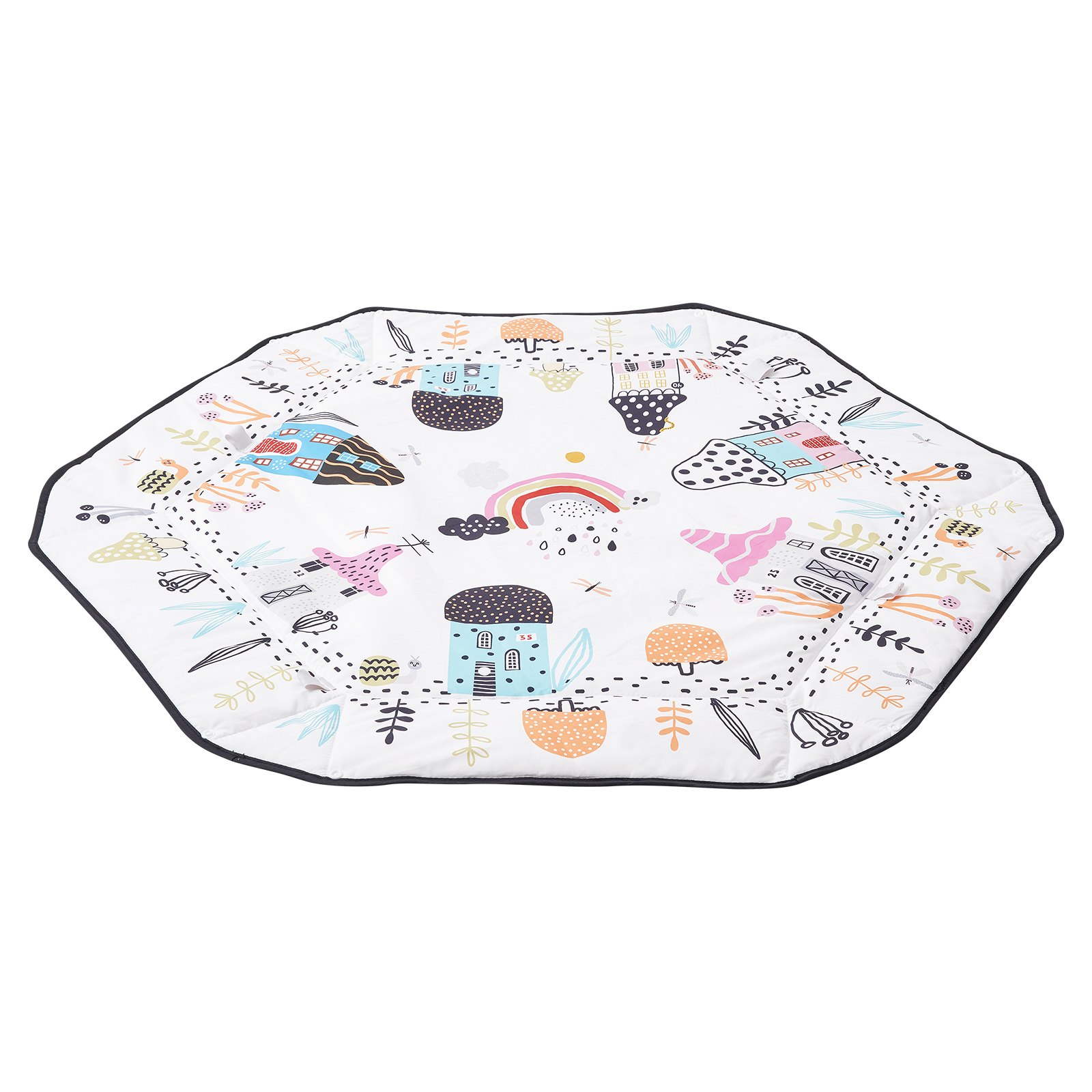 Mata do zabawy VEVOR 1060x1060x555 mm, mata edukacyjna z 6 wyjmowanymi zabawkami sensorycznymi, składanymi bokami i miękką tkaniną do rozwijania umiejętności sensorycznych i motorycznych