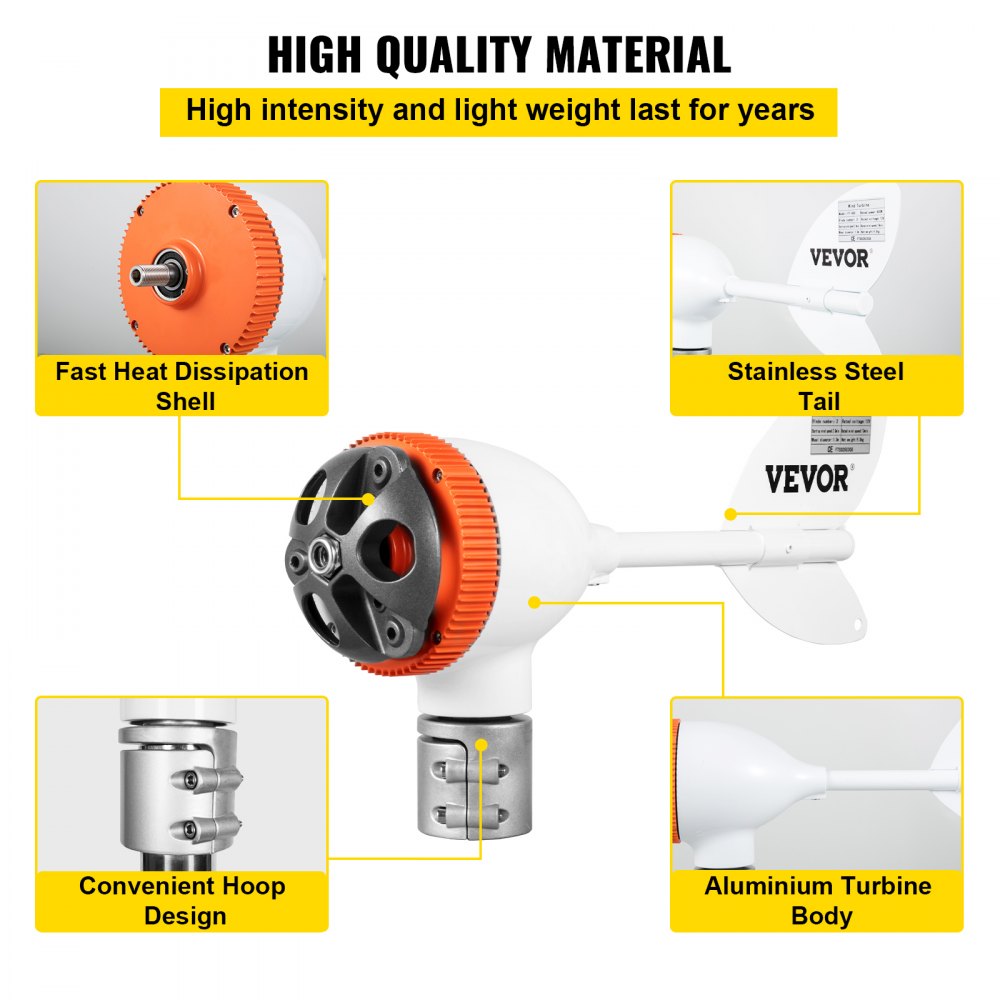VEVOR Wind&Solar turbina wiatrowa 12V generator wiatrowy 400W z anemometrem 3 łopatki
