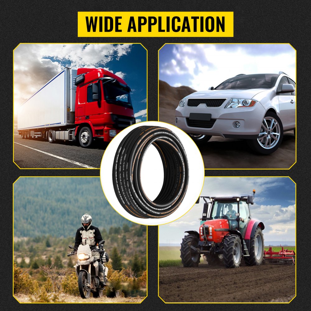 Wąż hydrauliczny VEVOR 3/8 cala x 30,5 m, wąż hydrauliczny w spirali 5000 PSI, wąż hydrauliczny gumowy, wąż hydrauliczny luzem -40 °C do 121 °C